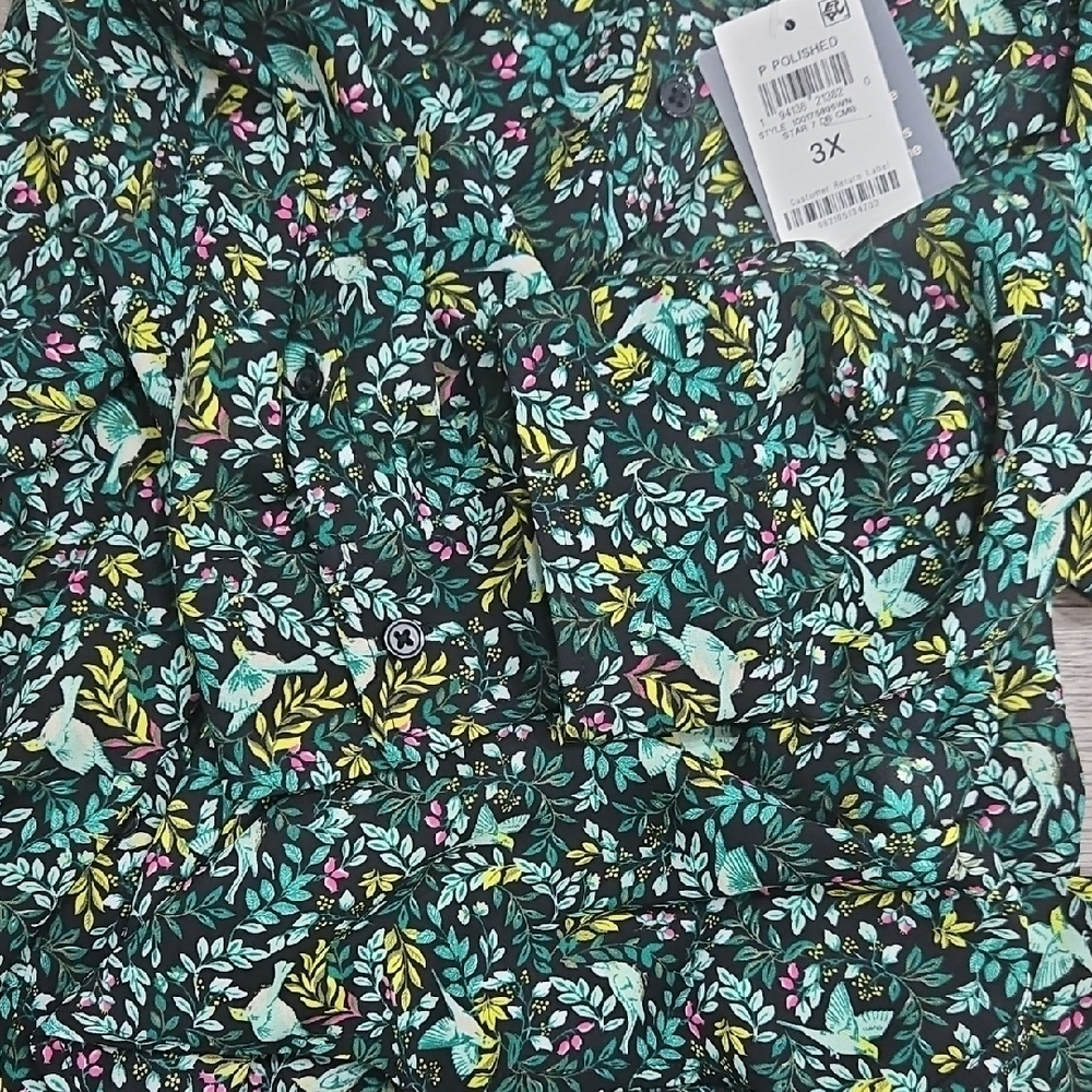Green and Yellow Botanical Button Down Shirt - Picture 4 of 4